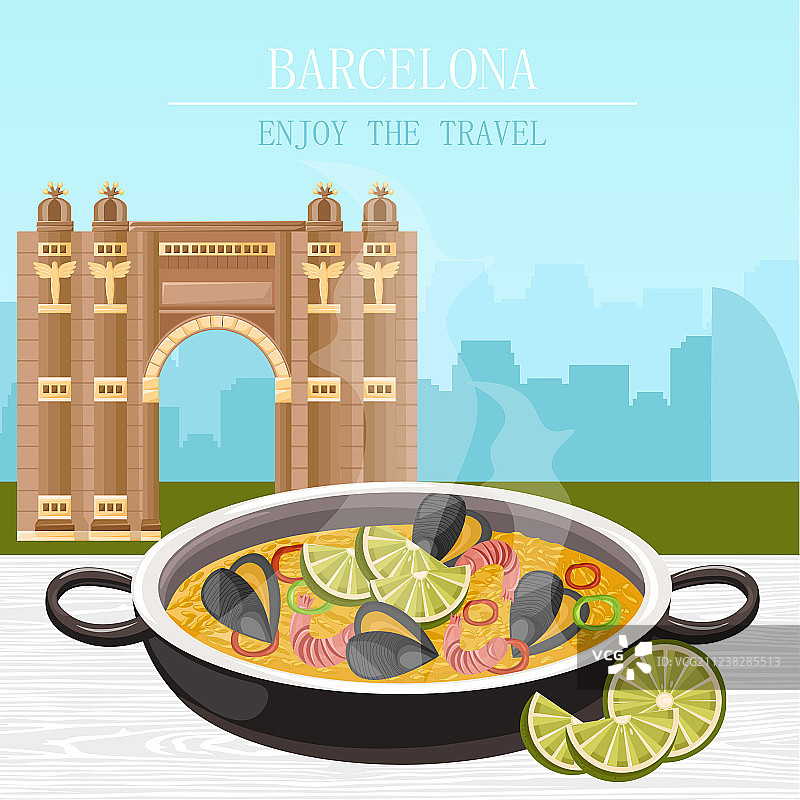 西班牙海鲜饭，巴塞罗那特色菜图片素材