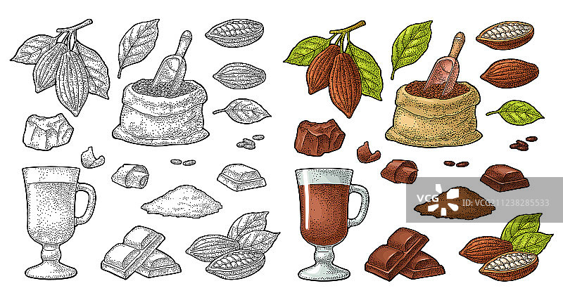 老式巧克力块和刨花图片素材