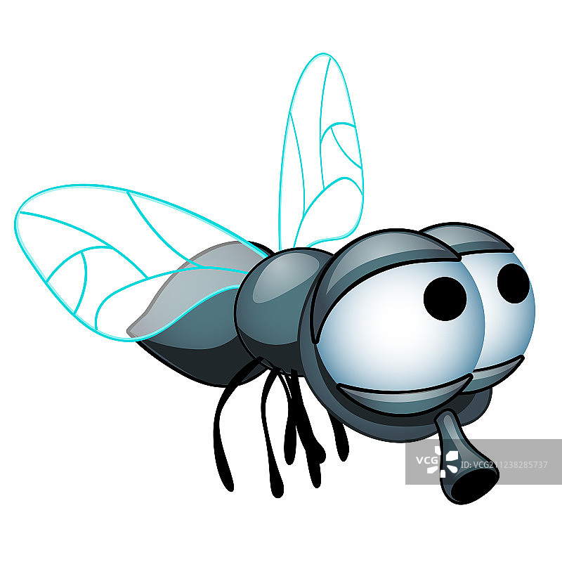 白色背景上的大眼睛卡通苍蝇图片素材