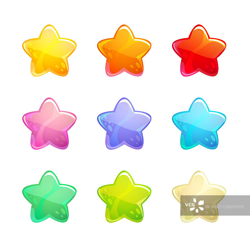 卡通光泽彩色星星合集图片素材