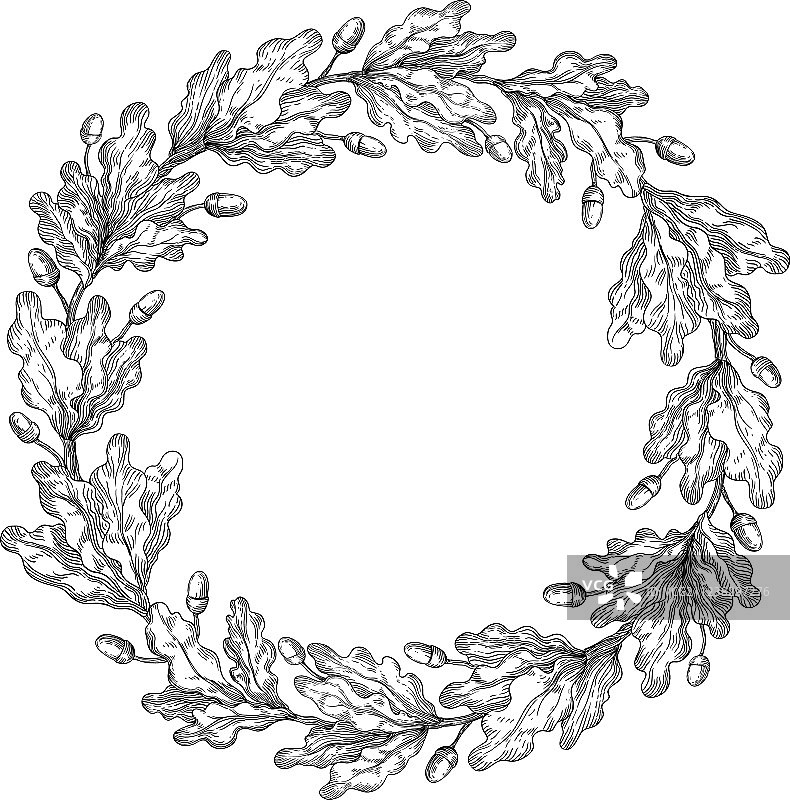 橡木花环边框图片素材