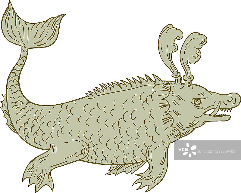 古代海怪绘画图片素材