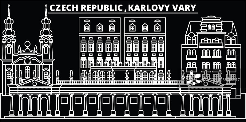 卡罗维发利剪影天际线捷克共和国图片素材