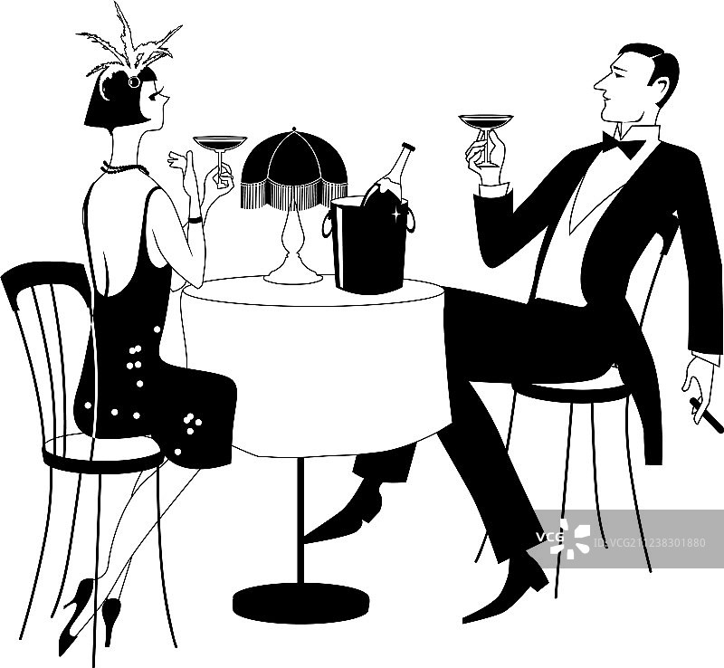 盖茨比风格餐厅黑白照片图片素材
