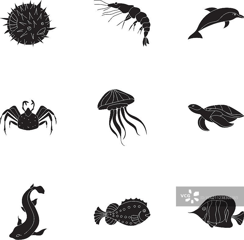 海洋和河流生物：鱼类和鲸鱼图片素材