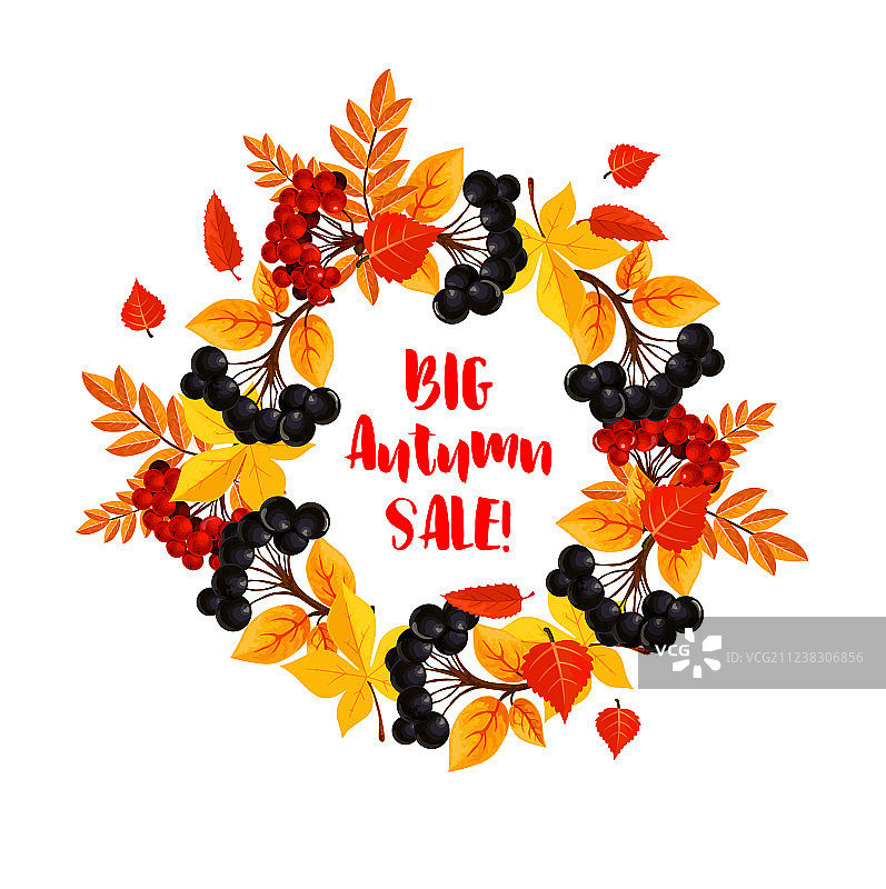 落叶或浆果秋季促销海报图片素材
