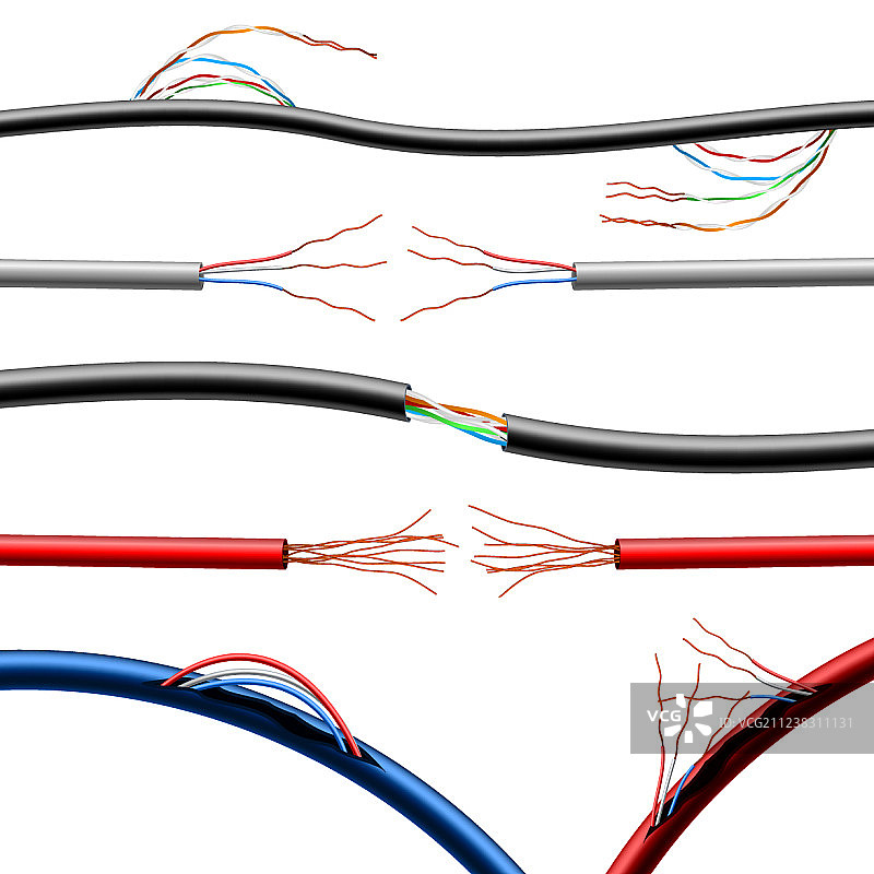 逼真的损坏电缆图片素材