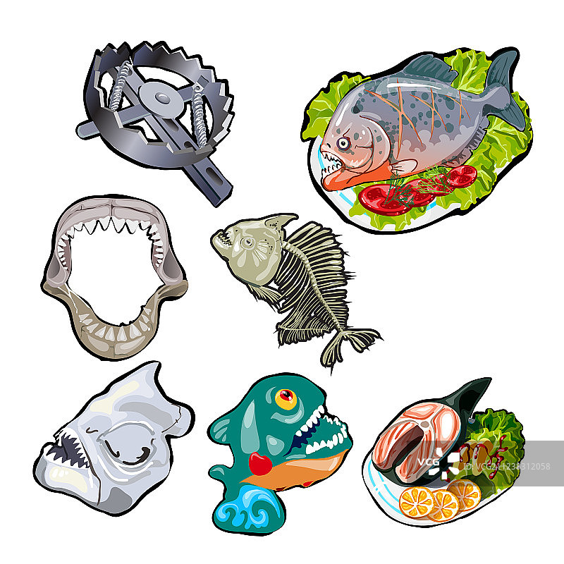 以食人鱼的牙齿鱼类食物为主题图片素材