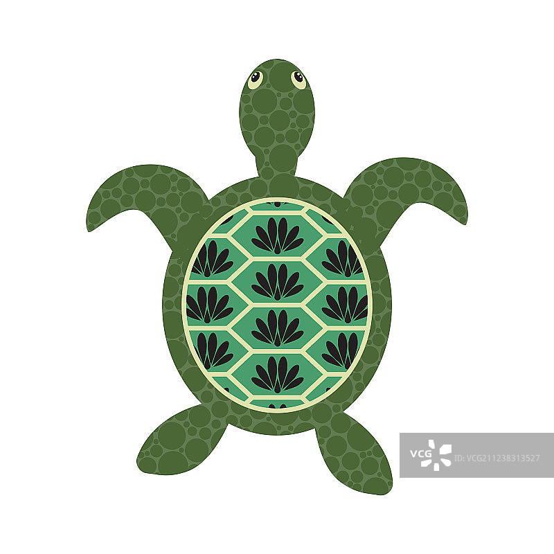 带有装饰性龟壳的卡通海龟图片素材