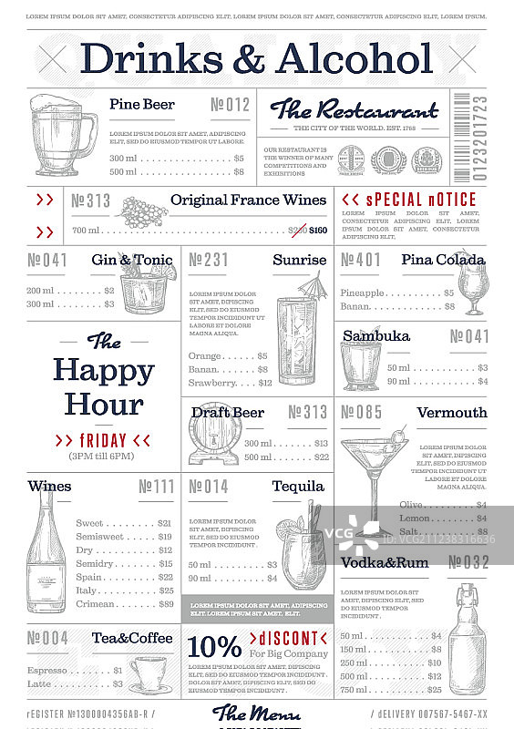 复古风格餐厅或咖啡厅菜单设计模板图片素材