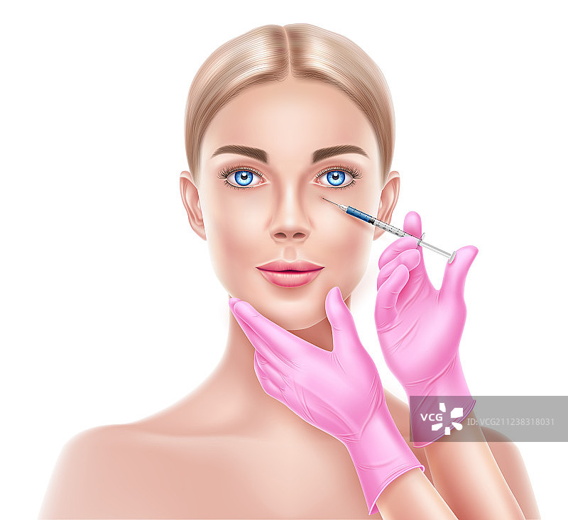 吸脂手术医生手部和注射器图片素材