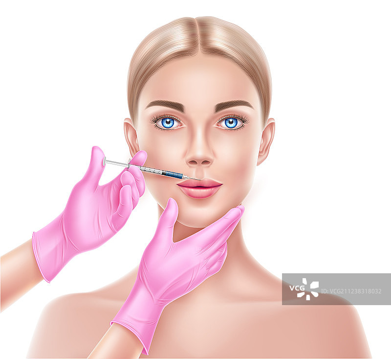 吸脂手术医生手部和注射器图片素材