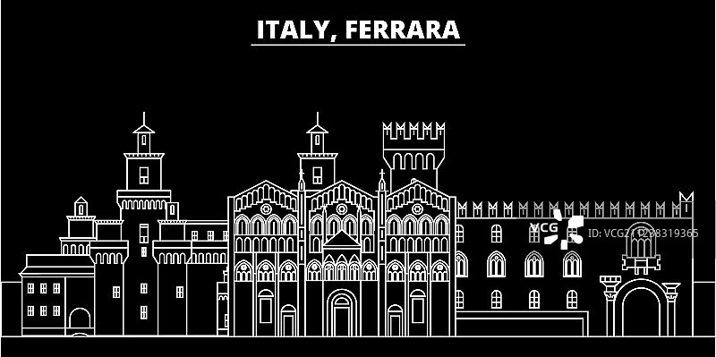 意大利费拉拉轮廓天际线图片素材