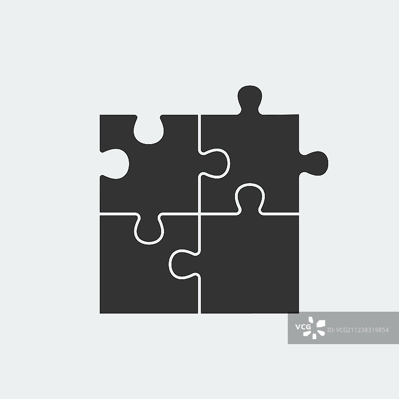 四个黑色拼图块图标集图片素材