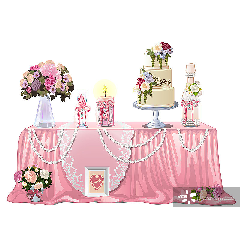 装饰着婚礼用品的桌子图片素材