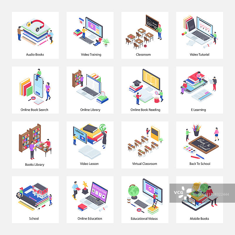 在线教育2.5D图标包图片素材