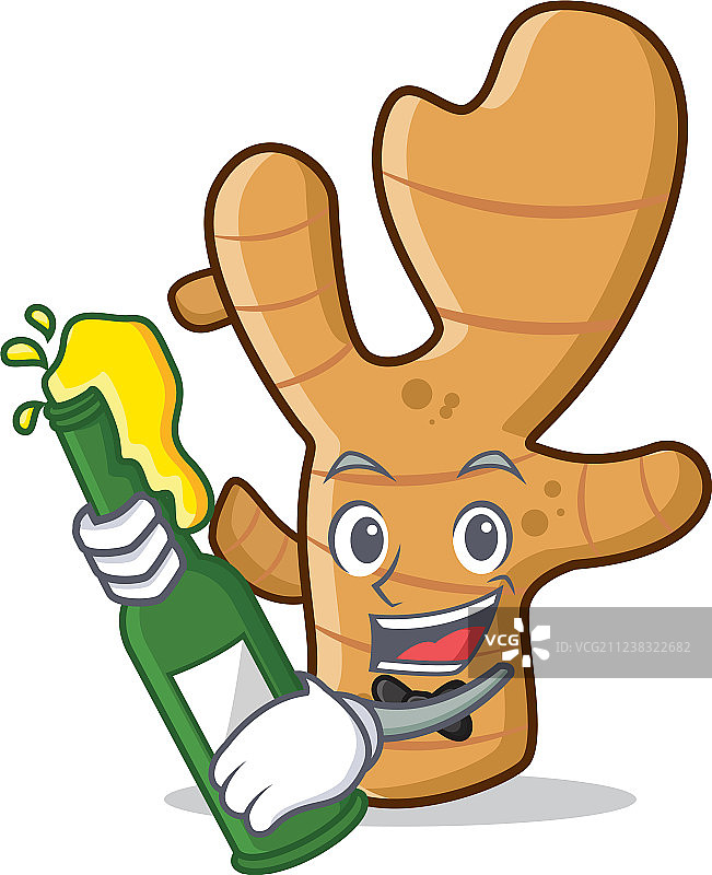 啤酒生姜吉祥物卡通风格图片素材