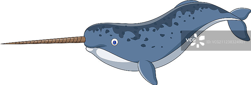 白色背景下的卡通独角鲸图片素材