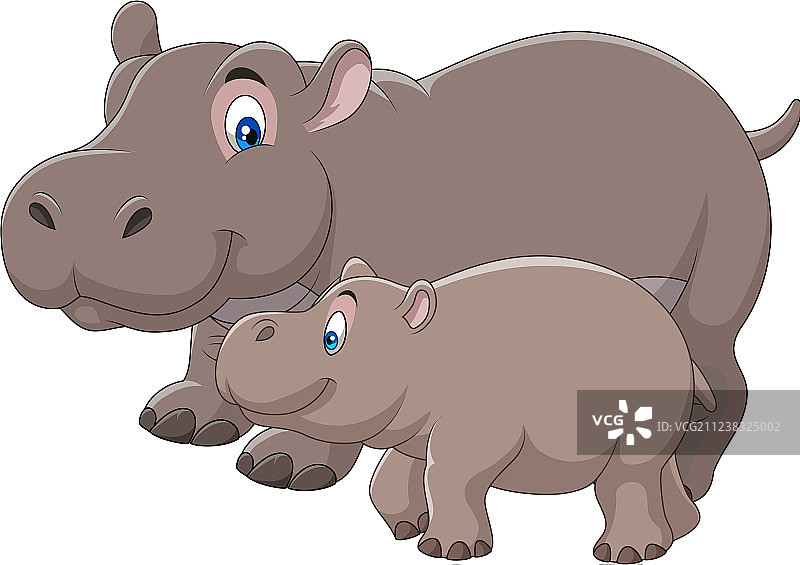 卡通母子河马图片素材
