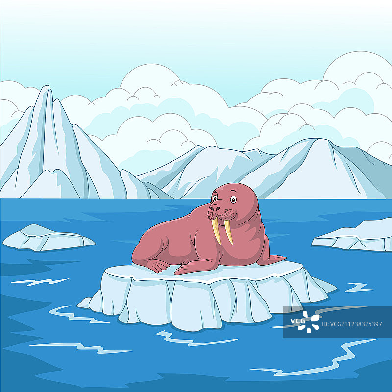 卡通海象在浮冰上图片素材