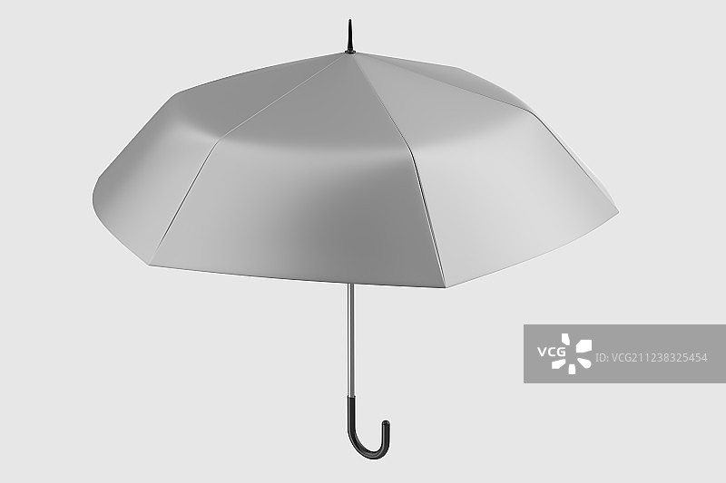 白色雨伞与白色背景，三维渲染图片素材