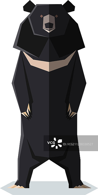扁平多边形亚洲黑熊图片素材