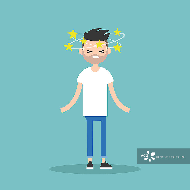 头晕概念：年轻的络腮胡男子图片素材