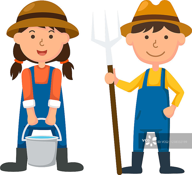 白色背景上的年轻农民图片素材