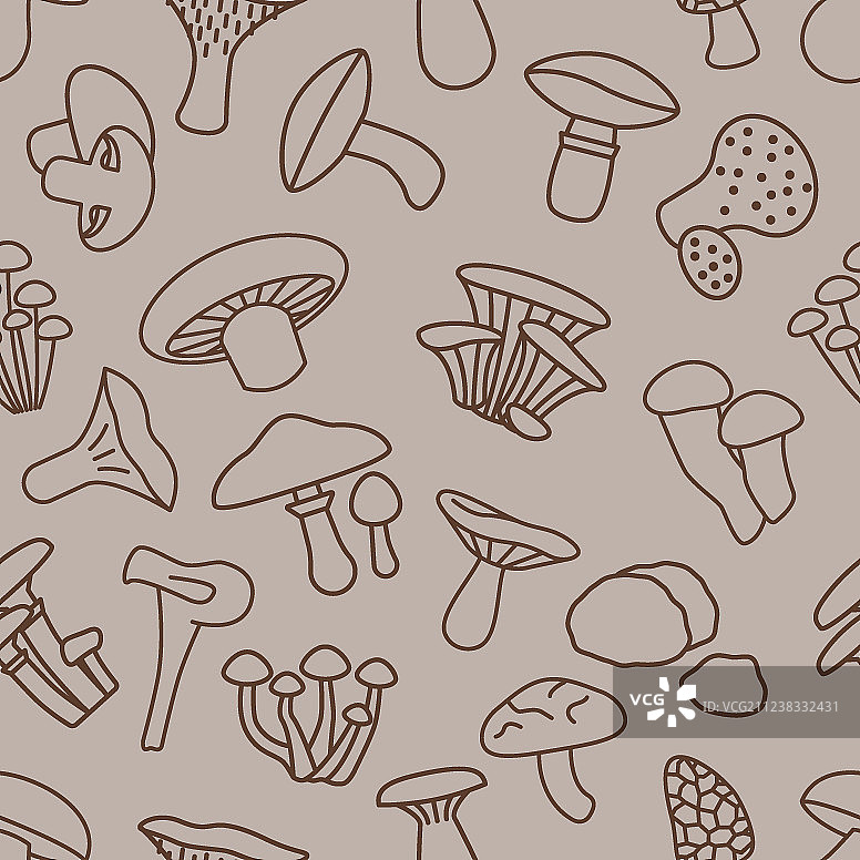 棕色蘑菇无缝图案图片素材