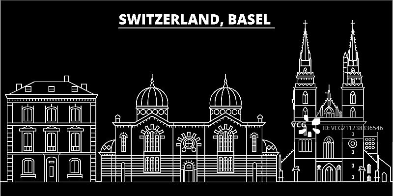 瑞士巴塞尔城市剪影图片素材