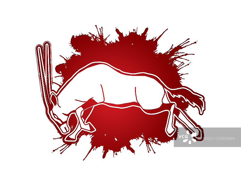 长角剑羚跳跃攻击图片素材