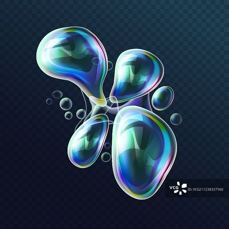 逼真透明彩色肥皂泡组合图片素材