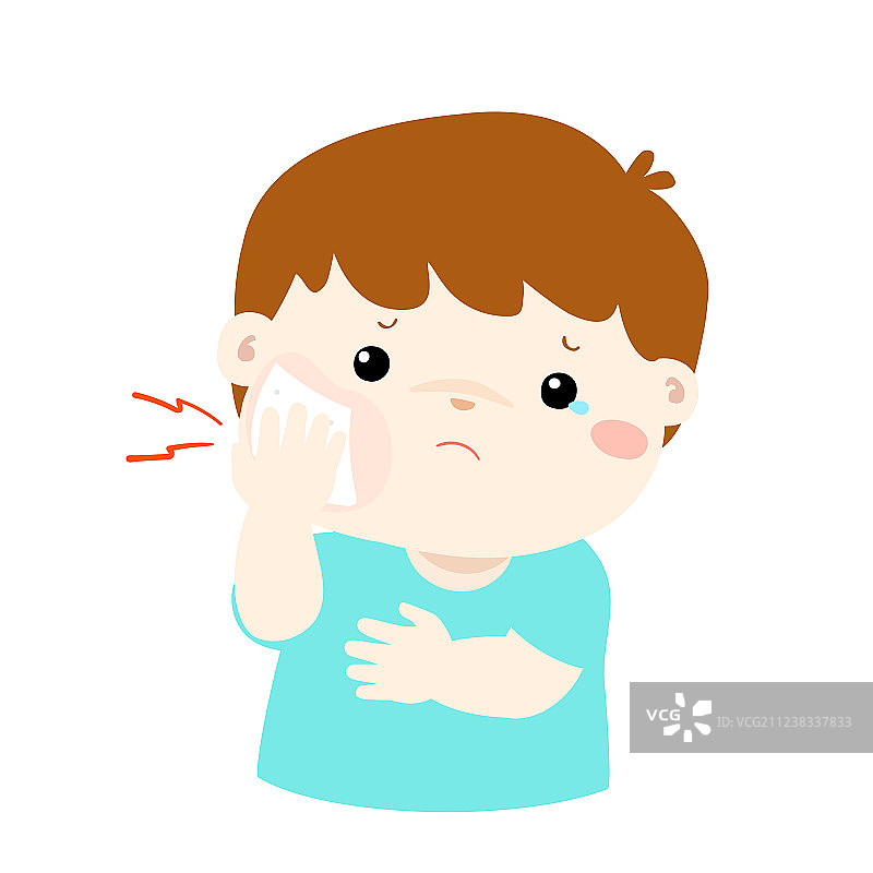 牙疼的卡通小男孩图片素材