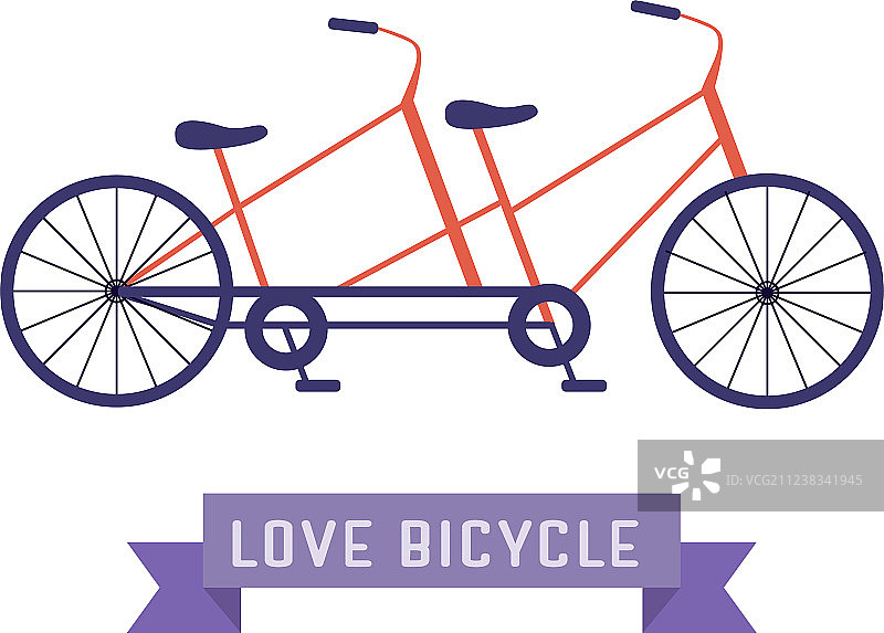 复古双人自行车图标图片素材