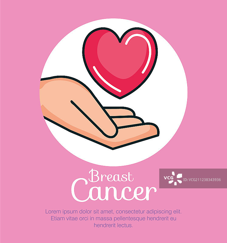 手与爱心乳腺癌海报图片素材