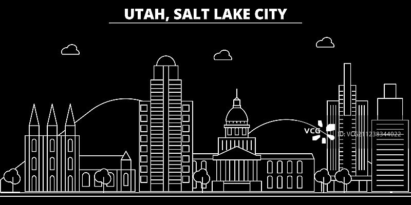 美国盐湖城市天际线剪影图片素材