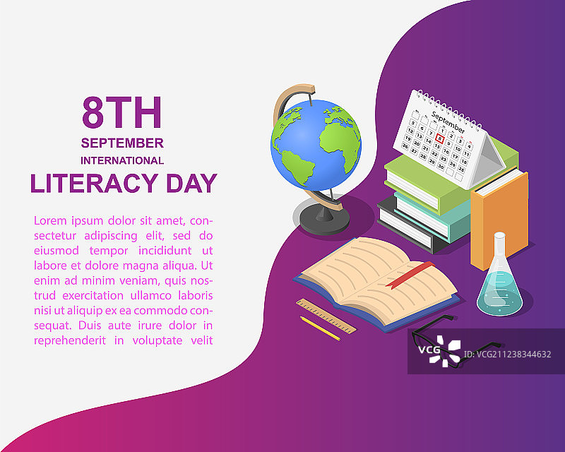 扫盲日书籍宣传banner 2.5D风格图片素材