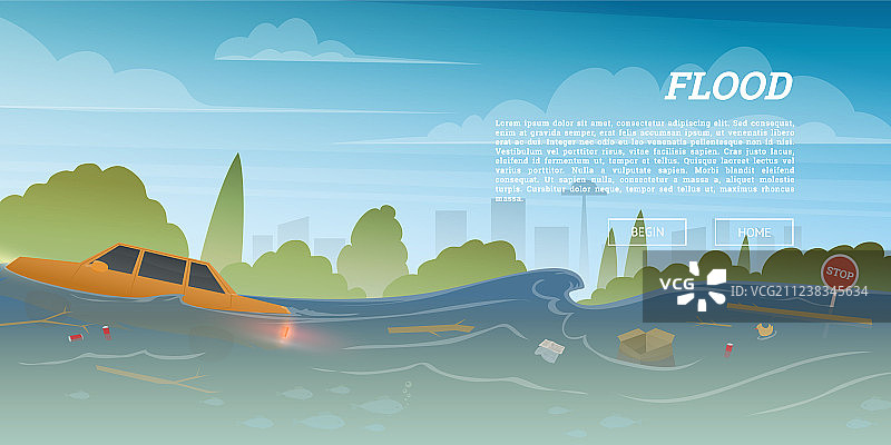 城市自然灾害概念图片素材