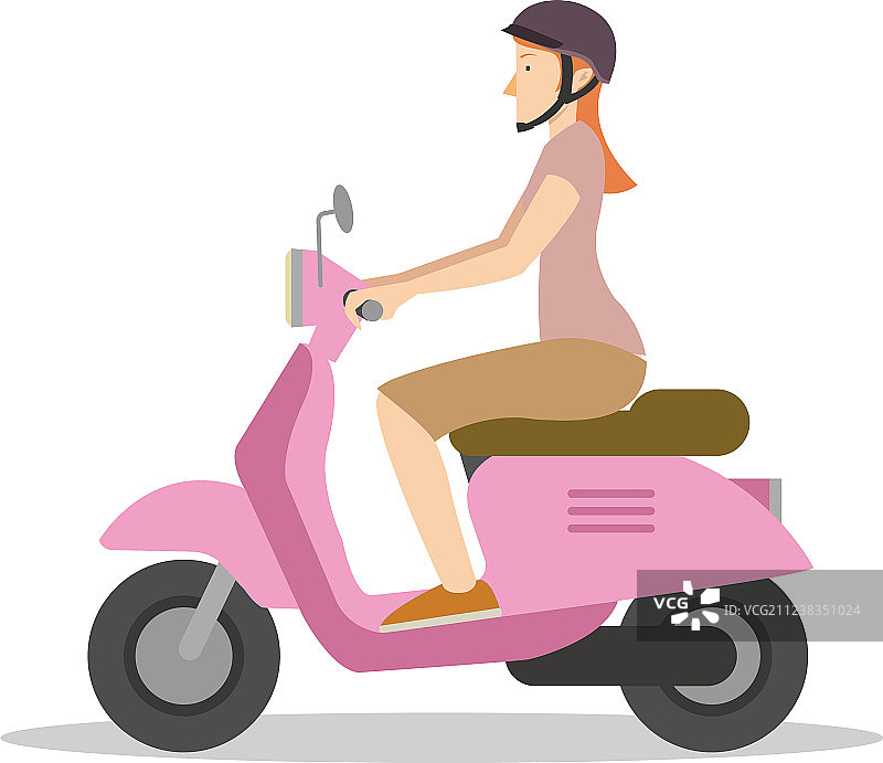 年轻女孩骑小型摩托车上班图片素材