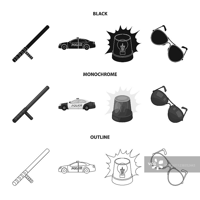 警棍交通警示灯眼镜组合图片素材