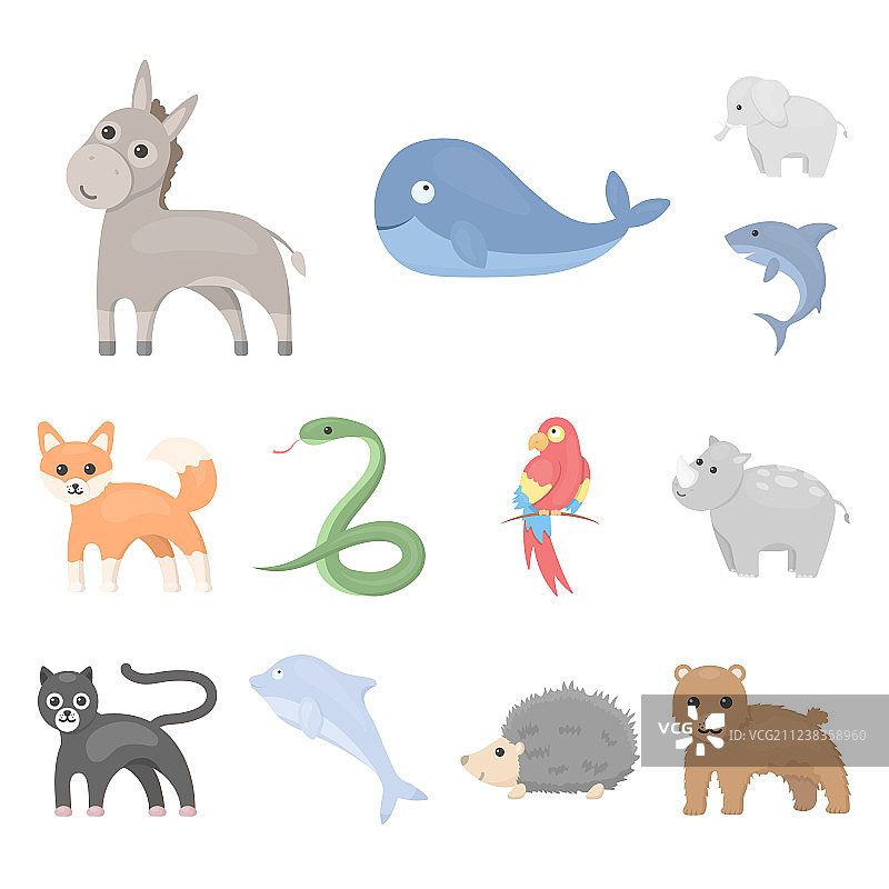 一套不真实的动物卡通图标图片素材