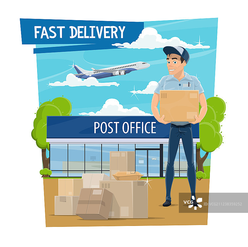 邮局和邮递员海报图片素材