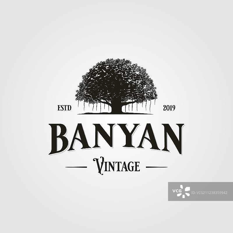复古风榕树标志图标图片素材