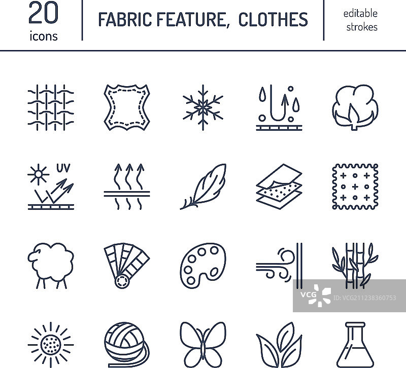 织物服装特征线性图标图片素材