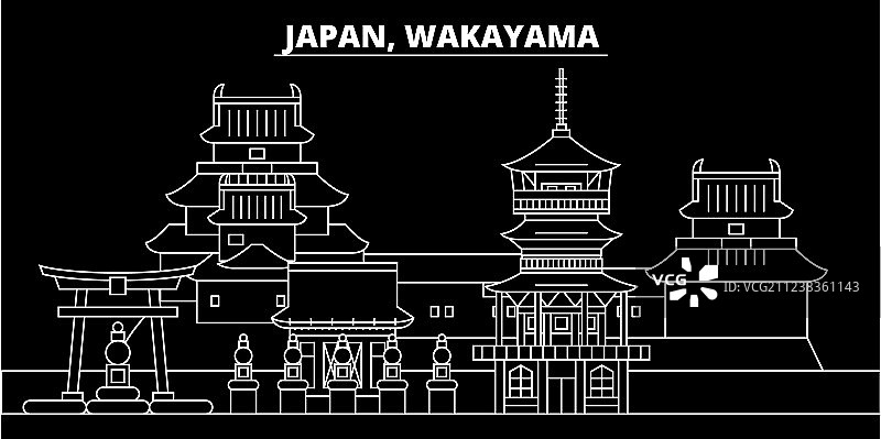 日本和歌山天际线剪影图片素材