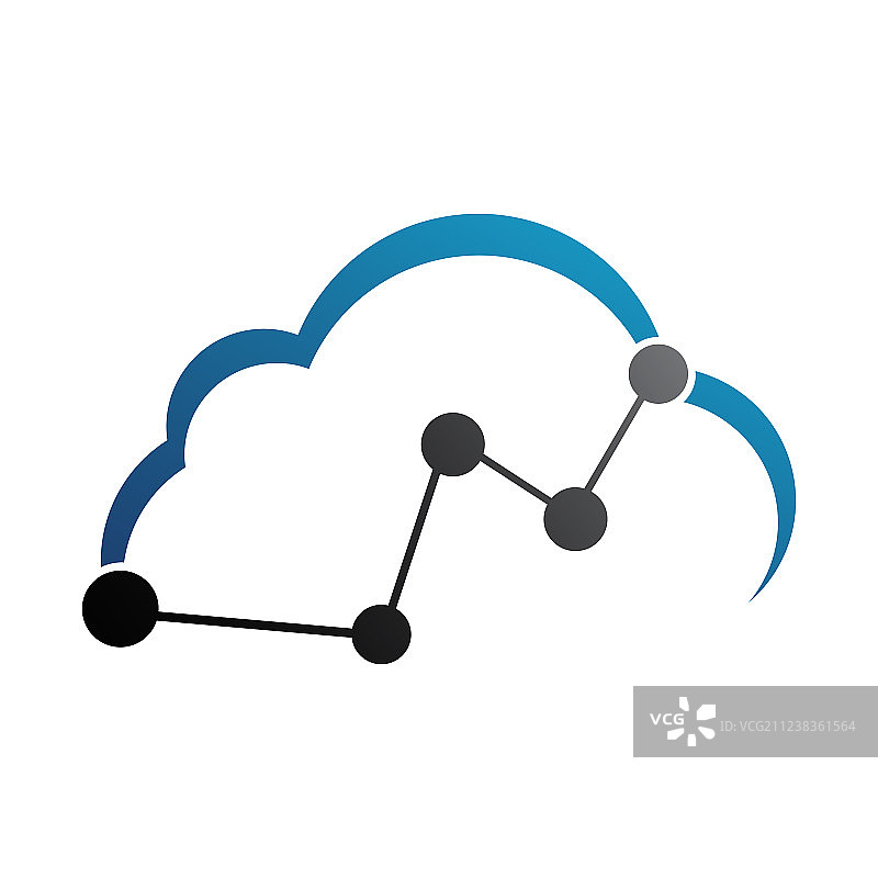 带有云朵扁平设计元素的细线图标图片素材