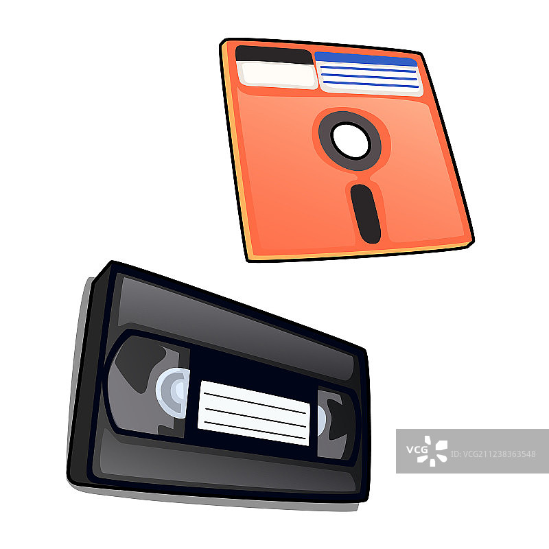 复古卡带和软盘图片素材