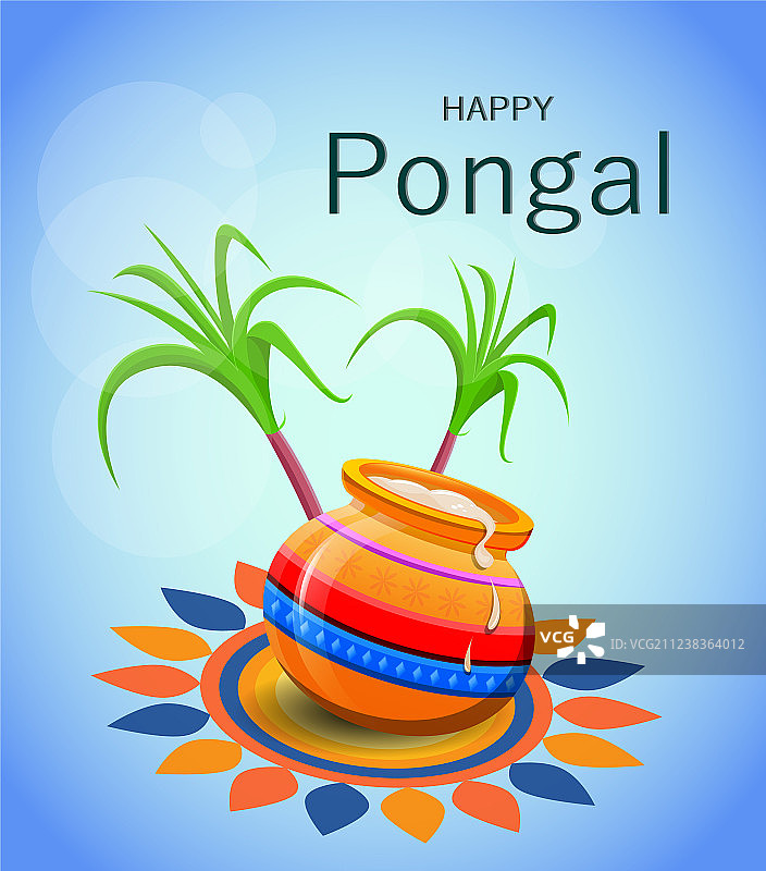 蓝色背景上的快乐蓬格尔节贺卡图片素材