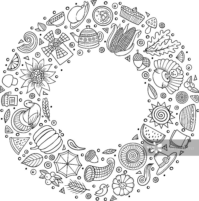 感恩节卡通涂鸦元素图片素材