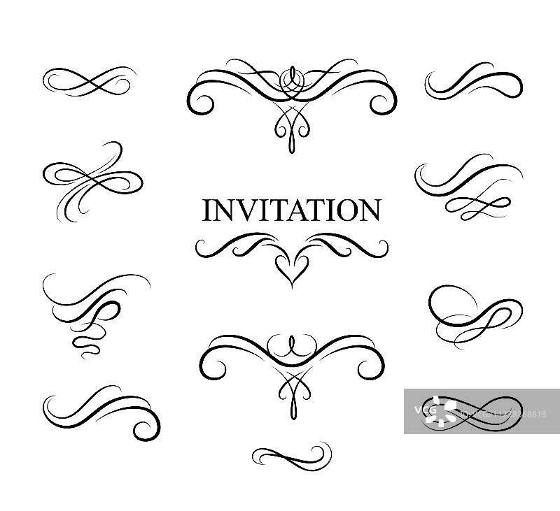 书法花式设计元素页面图片素材